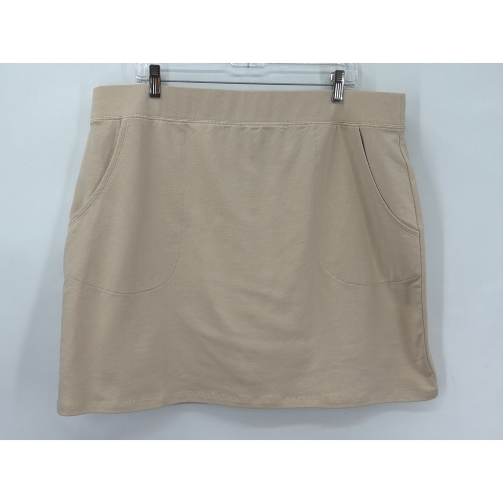 Belle by Kim Gravel Tan Cotton Spandex Skort XL Beige Pull On Pockets Active